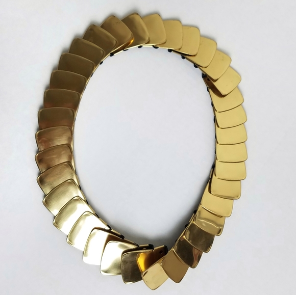 Vintage Accessories - Vintage Metal Disc Stretch Belt Gold Tone